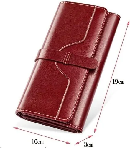 Vista 2 de Cartera para mujer, monedero de tres divisiones, cartera para mujer, tarjetero largo (color B 7.5 x 3.9 x 1.2in)