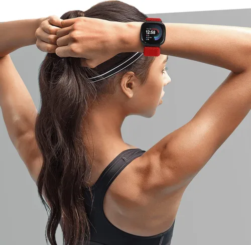 Vista 5 de Bandas elásticas compatibles con Fitbit Versa 4/Fitbit Sense 2/Fitbit Versa 3/Fitbit Sense bandas para hombres y mujeres, paquete de 4 correas