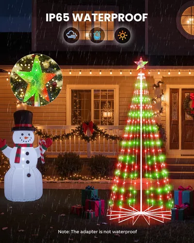 Vista 3 de Luz de Árbol de Navidad en Forma de Cono, 7 pies, 295 Luces LED, Espectáculo de Luces de Árbol de Navidad con 8 Modos, Temporizador, Control Remoto