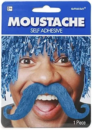 Vista 3 de Amscan Divertido disfraz de bigote de fieltro, talla única, azul