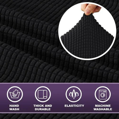 Vista 3 de MeilleMaison Funda elástica para silla reclinable, funda para sofá de 1 pieza con parte inferior elástica, lavable, protector de muebles Negro