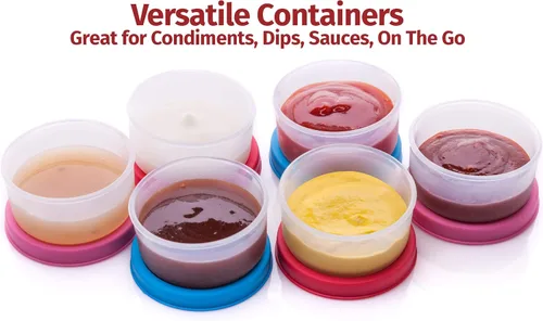 Vista 2 de SIGNORA WARE Recipientes para condimentos con tapas, paquete de 6 unidades de 1.3 onzas. Aderezo para ensalada pequeños recipientes