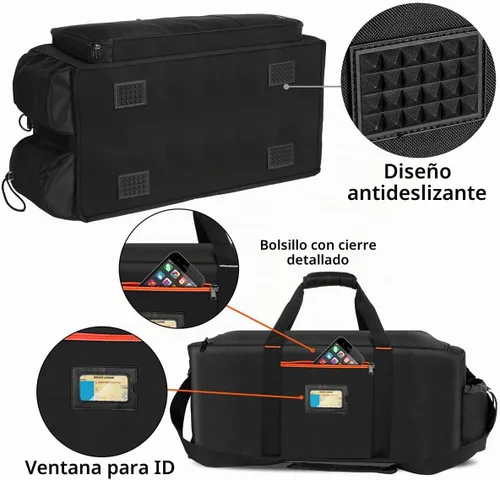 Vista 5 de Bolsa de DJ grande incorporada resistente tablero de soporte, bolsa de cable de DJ con 9 divisores desmontables y correa acolchada para el hombro