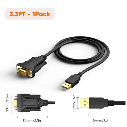 Vista 8 de CableCreation Cable USB a serie RS232 de 3.3 pies con chip PL2303 Prolific, adaptador DB9 para Windows 11,10, 8,1, 8,7, Linux, Mac OS, 1M/negro