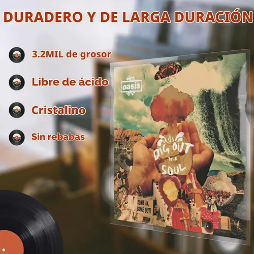 Vista 3 de 20 fundas exteriores transparentes de 12 pulgadas para discos de vinilo individuales y dobles 3.2Mil thick, acid-free, Protects LP covers from