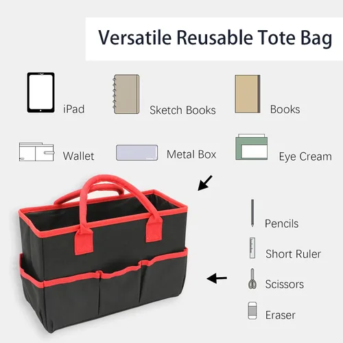 Vista 2 de Cupohus - Bolsa de almacenamiento para organizador de arte y manualidades con bolsillos y asas, organizador portátil de tela Oxford para maestros