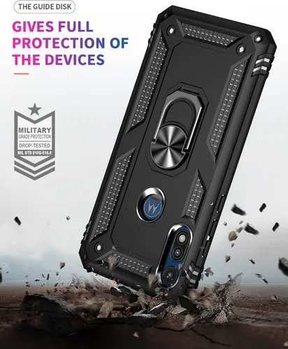 Vista 3 de Funda para Motorola Moto E 2020 con [2 unidades] Protector de pantalla de cristal, para Moto E 2020, funda resistente a prueba de golpes