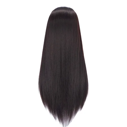 Vista 5 de 26-28" Cabeza de maniquí con cabello de fibra sintética Yaki para estilizar, cabeza de muñeca para entrenamiento de cosmetología, cabeza de maniquí