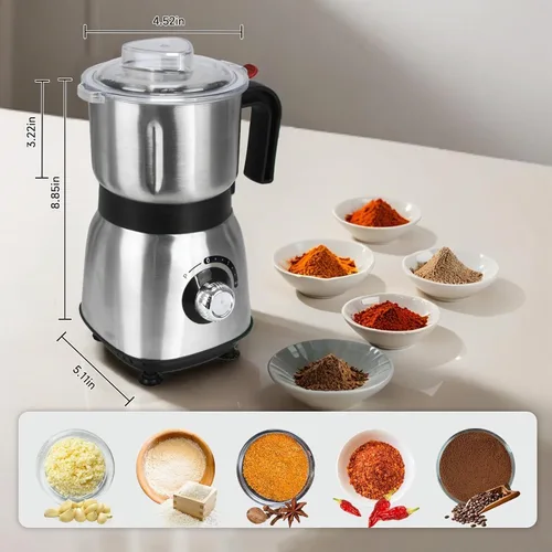 Vista 3 de Molinillo de especias eléctrico, molinillo de hierbas y nueces para la cocina, molinillos de espresso desmontables con cuchillas de acero