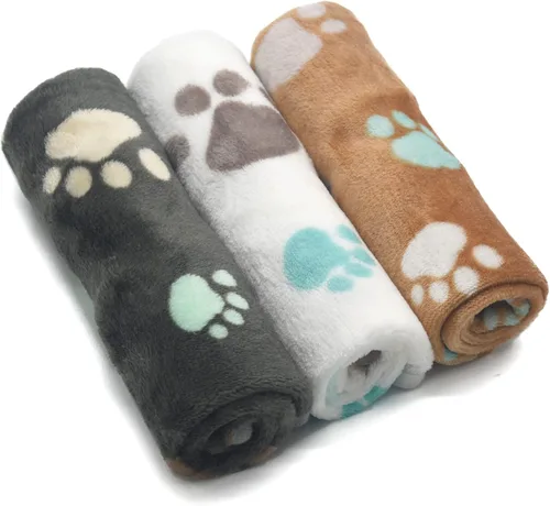 Vista 14 de SORKUT 1 paquete de 3 mantas para cachorros, súper suaves y cálidas, tapete para dormir, manta de vellón de primera calidad para mascotas, manta