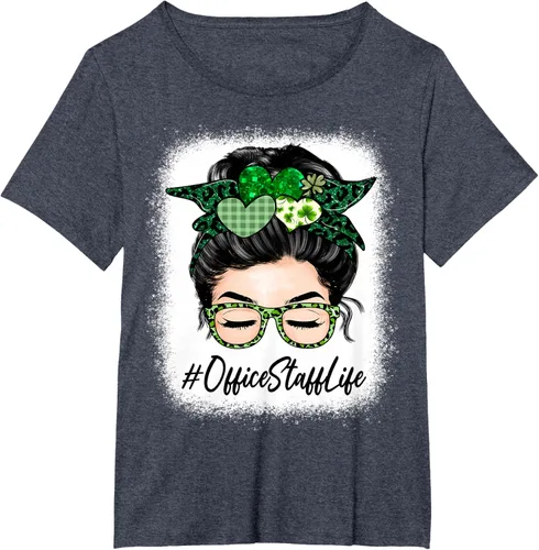 Vista 17 de Office Staff - Camiseta de trébol para mujer, diseño de moño desordenado, Verde