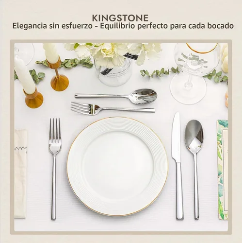 Vista 9 de KINGSTONE Juego de cucharas de cena, cucharas de mesa de cubiertos de 12 piezas, cucharas de acero inoxidable de grado alimenticio de alta calidad