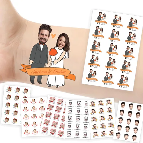 Vista 16 de Tatuajes temporales personalizados con foto y nombre, logotipo personalizado para adultos, niños, mujeres, hombres, regalo de boda, cumpleaños