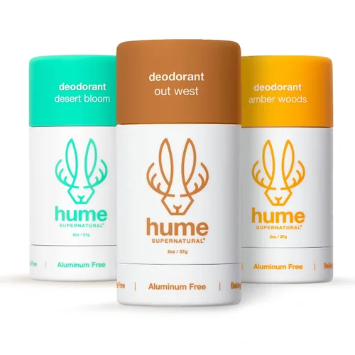 Vista 12 de Hume Supernatural Desodorante sin aluminio Roll On para mujeres y hombres, seguro para pieles sensibles, probiótico y a base de plantas, absorbe