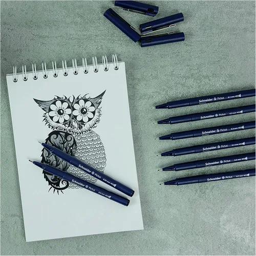 Vista 5 de Schneider Pictus Fineliner, cartera, 3 tamaños, tinta negra (197593)