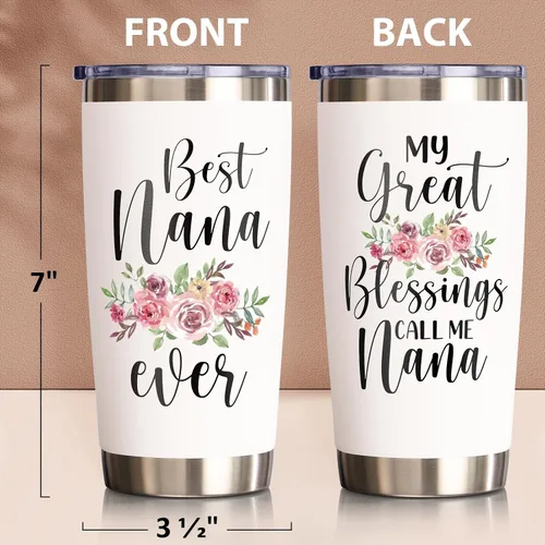 Vista 3 de Regalos del Día de la Madre para Nana - Vaso de 20 oz Los mejores regalos para Nana para abuela de parte de nieta, nieto, nietos, bisnietos - Vaso