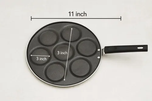 Vista 2 de DBY Sartén antiadherente para panqueques, sartén uttapam, 7 cavidades, 10.827 in, compatible con estufa de gas antiadherente Appam y mini