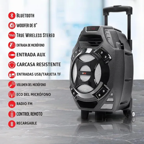 Vista 4 de QFX PBX-61081BT/RD bocina Bluetooth portable para fiestas Plateado