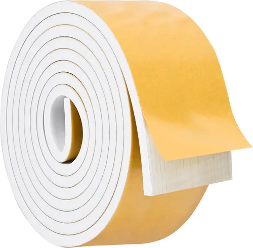 Vista 19 de Burlete de cinta de espuma autoadhesiva blanca para puertas y ventanas de 1 pulgada × 3/4 pulgada × 13 pies, tira de sellado de espuma de alta Blanco