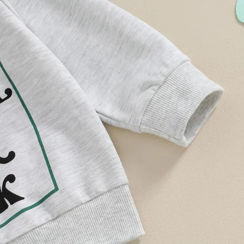 Vista 5 de Ropa para el día de San Valentín para bebé, sudadera de manga larga con letras, pantalones deportivos elásticos para otoño e invierno