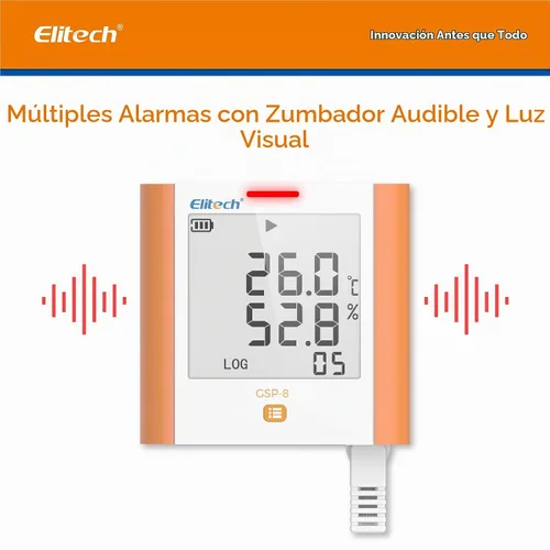 Vista 4 de Registrador de datos Elitech GSP-6 de temperatura y humedad, de 16,000 puntos, refrigeración, cadena fría