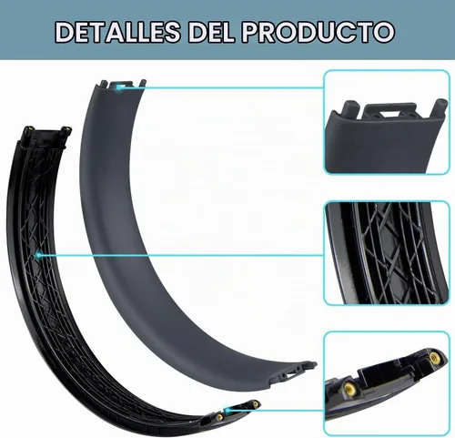 Vista 3 de SOPROM Funda de reemplazo de diadema de goma para auriculares Beats Studio 2 y Studio 3 con cable y inalámbricos, accesorios de reparación