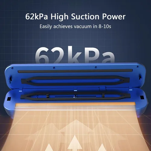 Vista 2 de Sellador al vacío de alta calidad, potente succión de 62 kPa, operación con un solo toque, luces indicadoras LED, sellador al vacío para alimentos