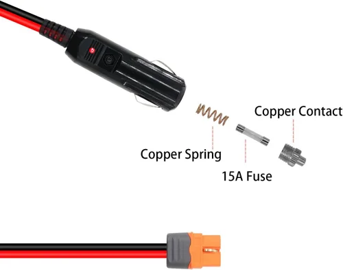 Vista 2 de XT60i - Cable de carga de enchufe para encendedor de cigarrillos, 12 V, macho a XT60i, cable adaptador para panel solar, estación de energía