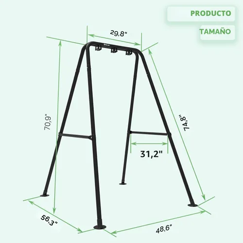 Vista 6 de G TALECO GEAR Soporte para silla de hamaca, soporte de hamaca multiusos de acero resistente de 300 libras para interiores y exteriores, silla Negro