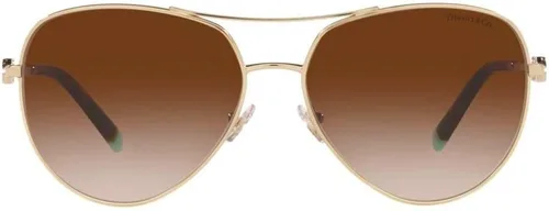 Vista 2 de Tiffany & Co. Gafas de sol para mujer, montura dorada pálida, lentes degradadas marrones, 2.323 in, Oro pálido