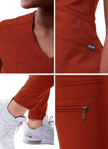 Vista 5 de Adar Pro - Conjunto moderno de ropa quirúrgica atlética para mujer Camiseta quirúrgica moderna con cuello en V y pantalones quirúrgicos de yoga