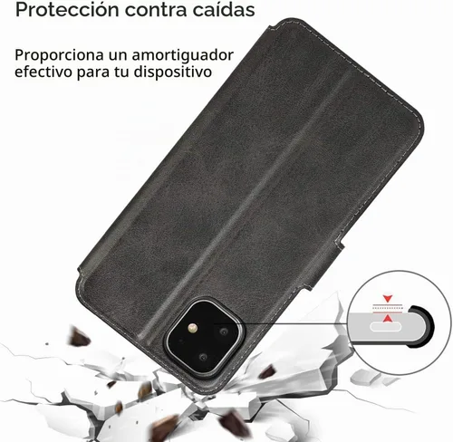 Vista 5 de QLTYPRI Funda tipo cartera para iPhone 11, color negro