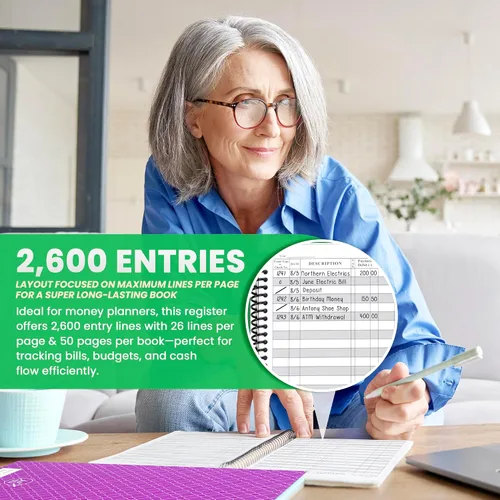 Vista 2 de El Cuaderno Premium de Registro de Cheques y Tarjetas de Débito de The Superior Register - Registro de Cuenta de Cheques, Libro de Contabilidad