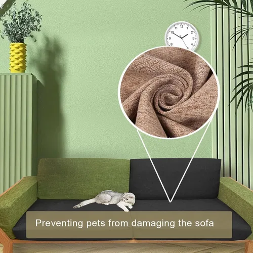 Vista 2 de Ntomtuex Funda de cojín de lino para sofá, funda de sofá para muebles, protector de cojín de silla de repuesto para mascotas, funda de sofá biplaza