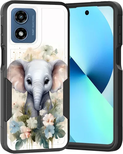 Vista 112 de para Moto G Play 4G 2024, funda de dos capas híbrida resistente y a prueba de golpes, PC duro + silicona suave protectora para Motorola Moto G Play