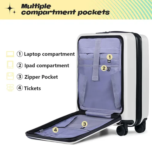Vista 4 de AnyZip Maletas de equipaje con ruedas giratorias PC+ABS Hardshell TSA Lock, Blanco
