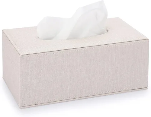 Vista 15 de Sumnacon Cubierta de Caja de Paños Rectangualr Soporte de Caja de Paños Caja de Paños de Lino con Fondo Magnético Caja de Paños Decorativa Beige