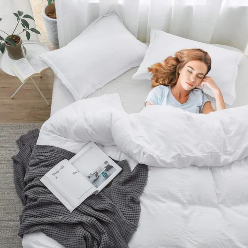 Vista 4 de Funda de edredón 100% algodón Pima puro, 1 pieza de 500 hilos, juego de ropa de cama suave y moderno de lujo, con cierre de botón