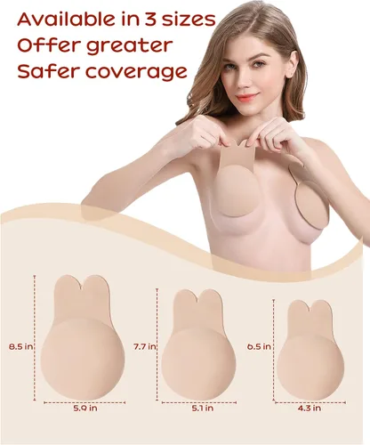 Vista 6 de 2 Pairs Sticky Bra Backless Strapless Bras for Women, Reusable Adhesive Invisible Bra Stick on Bra Push up for Large Breasts