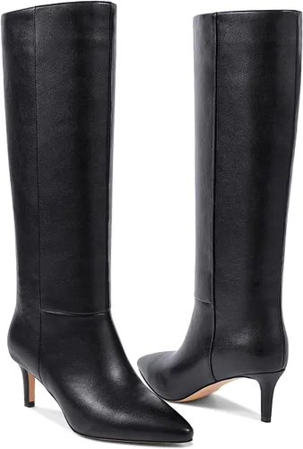 Vista 33 de wetkiss Botas altas hasta la rodilla para mujer, con tacón de gatito y diseño de punta puntiaguda, clásicas y sexys