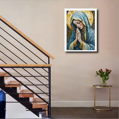 Vista 4 de MaiYiYi Kit de pintura de diamantes de oración de Virgen María, taladro redondo completo 5D, kit de punto de cruz, juego de pintura de diamante