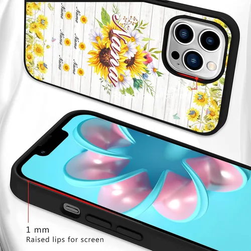 Vista 2 de Funda personalizada con diseño de girasol para iPhone 17/16/15/14/13/12/11 Pro Max para S26/S26/S25/S24/S23/S22/S21 FE/Plus/A17/A16/A15/A14/A54/Moto