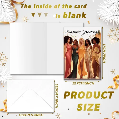 Vista 2 de Cholemy Juego de 36 tarjetas de Navidad afroamericanas negras con sobres, tarjetas de felicitación de Navidad africanas, tradicionales, religiosas