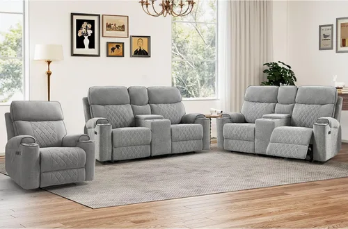 Vista 15 de HAOMARKETS Silla reclinable eléctrica para adultos con puerto USB, sofás reclinables eléctricos de tela suave con portavasos de metal, sillas