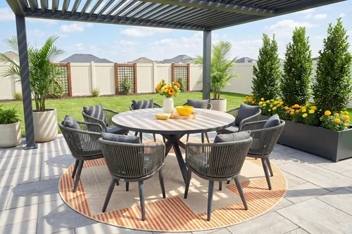 Vista 11 de PURPLE LEAF Juego de muebles para patio de 7 piezas, juego de mesa y sillas de mimbre para exteriores, marco rectangular de aluminio para jardín