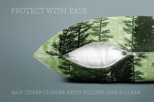 Vista 6 de Healbrighting Fundas de almohada verde bosque, bosque, bosques, árboles de coníferas, decoración del hogar, 12 x 16 pulgadas, patrón de un lado