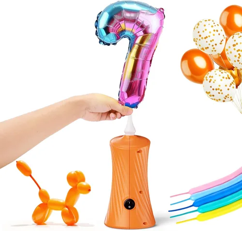 Vista 8 de Bomba eléctrica de globo de aire, bomba de globo de animales largos portátil, máquina sopladora eléctrica azul/naranja/rosa 110-120V 30W inflador