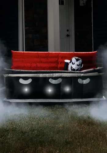Vista 2 de Cofre Inflable de Vampiro de 6 Pies con Luz para Decoración Multicolor