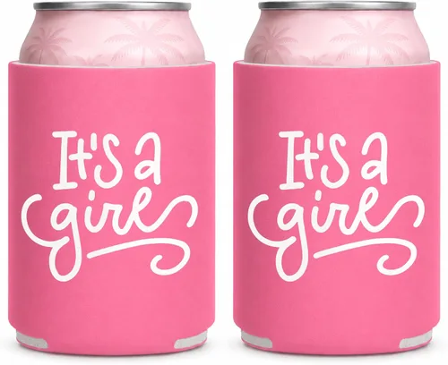 Vista 9 de Pink Palm Co. IT'S A BOY - Juego de enfriadores de latas – Fundas para baby shower y revelación de género – Enfriadores de latas de cerveza
