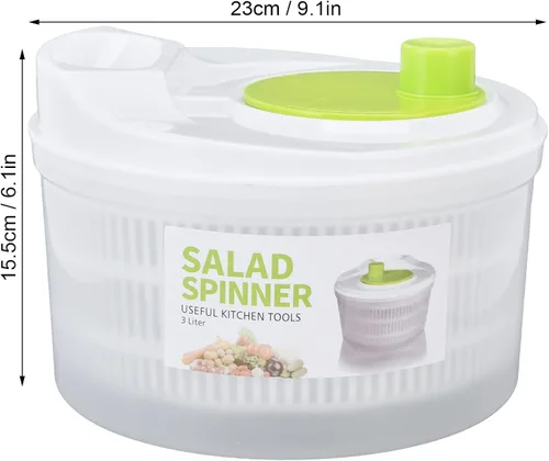 Vista 4 de Ensalada, escurridor de ensaladas, multifunción, grande, 3L, secadora de verduras con cuenco y colador para cocinar